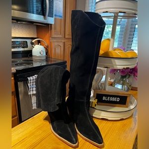 EUC Free People Black Suede Slouch Boots - Size 38